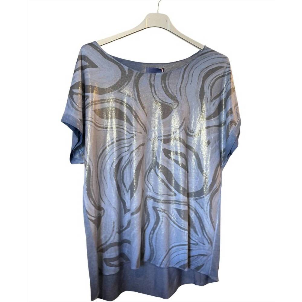 NEW MARISIMA women's abstract swirl tee tops in blue